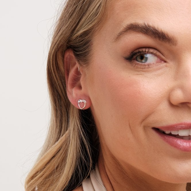 Jon Richard Simply Silver Sterling Silver 925 Cubic Zirconia Twisted Heart Stud Earrings