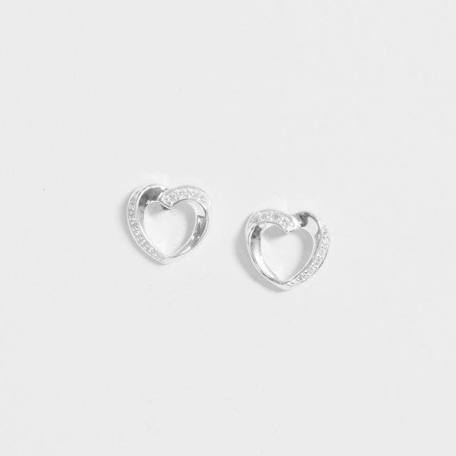Jon Richard Simply Silver Sterling Silver 925 Cubic Zirconia Twisted Heart Stud Earrings