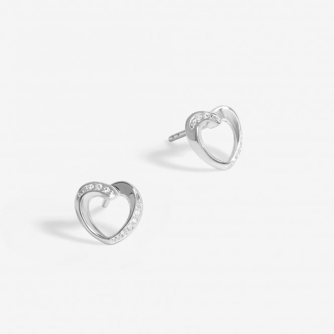 jon richard Simply Silver Sterling Silver 925 Cubic Zirconia Twisted Heart stud Earrings