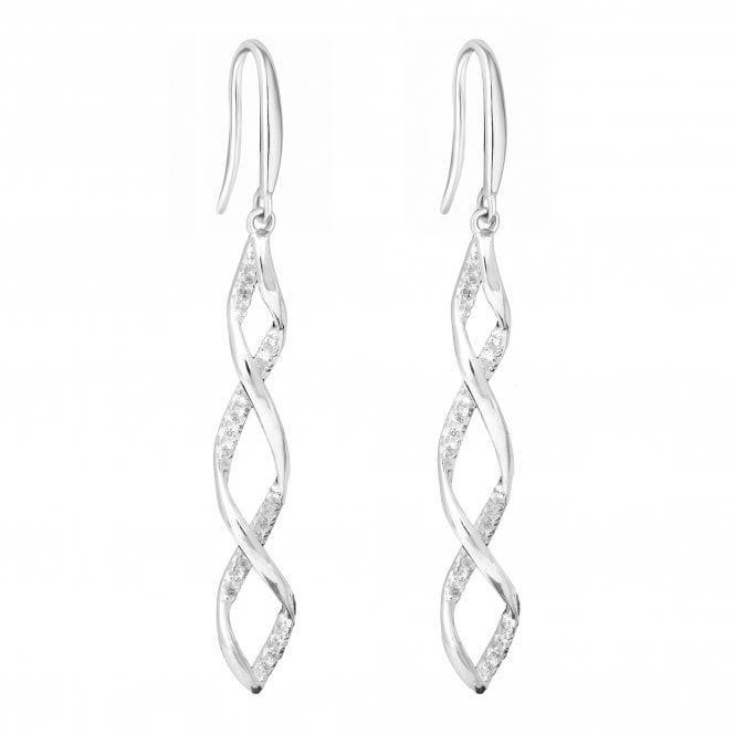 jon richard Simply Silver Sterling Silver 925 Cubic Zirconia Wrapped In Love Drop Earrings