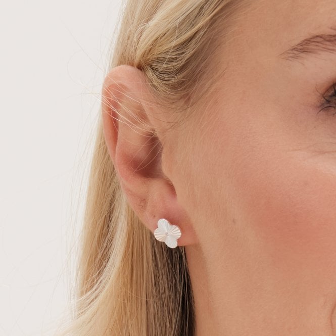 Jon Richard Simply Silver Sterling Silver 925 Diamond Cut Clover Stud Earrings