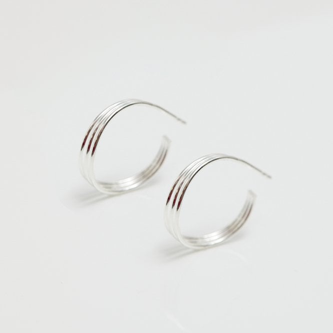 jon richard Simply Silver Sterling Silver 925 Fine Triple Row Hoop Earrings