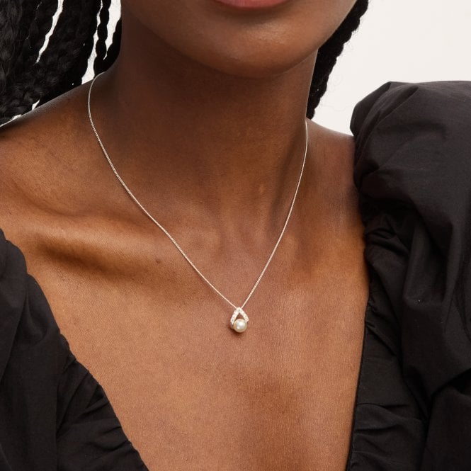 Jon Richard Simply Silver Sterling Silver 925 Pave And Pearl Pendant