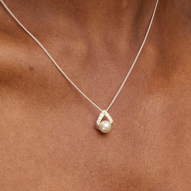 Jon Richard Simply Silver Sterling Silver 925 Pave And Pearl Pendant