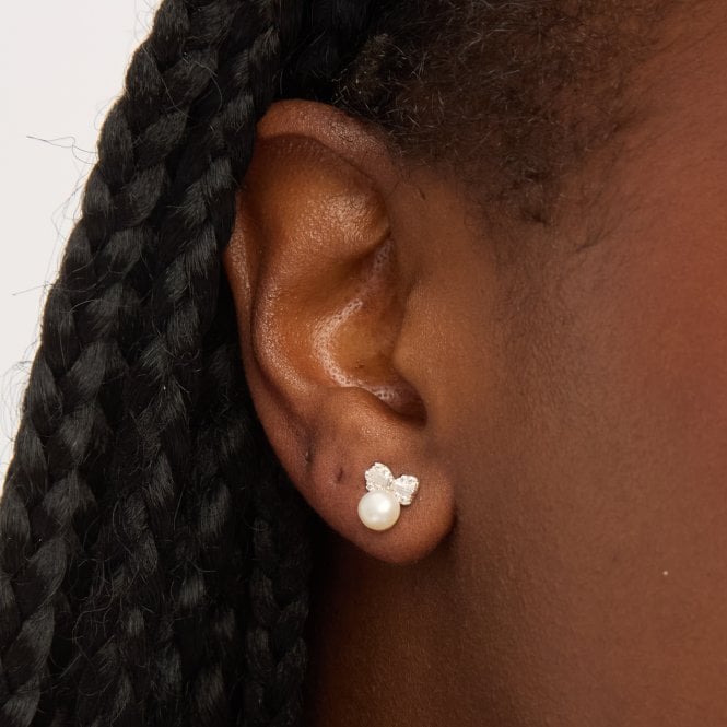 Jon Richard Simply Silver Sterling Silver 925 Pave And Pearl Stud Earrings