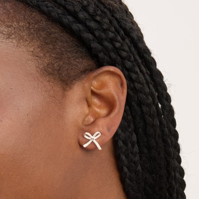 Jon Richard Simply Silver Sterling Silver 925 Pave Bow Stud Earrings