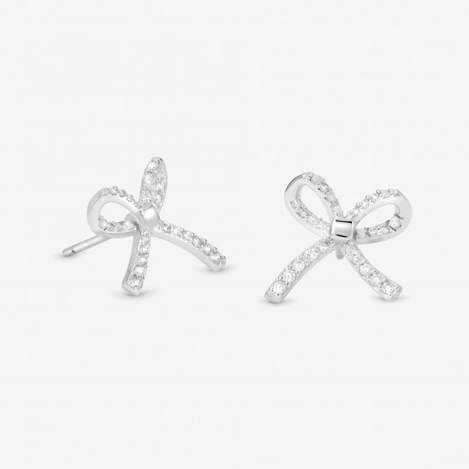 jon richard Simply Silver Sterling Silver 925 Pave Bow Stud Earrings