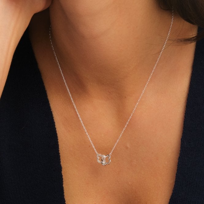 Jon Richard Simply Silver Sterling Silver 925 Pave Clover Interlink Necklace - Gift Pouch