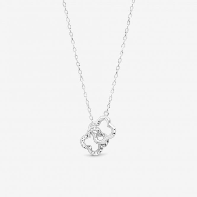 jon richard Simply Silver Sterling Silver 925 Pave Clover Interlink Necklace - Gift Pouch