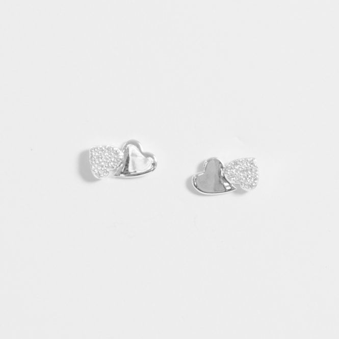 Jon Richard Simply Silver Sterling Silver 925 Pave Double Drop Heart Stud Earrings