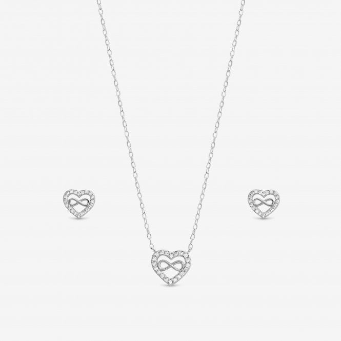 Jon Richard Simply Silver Sterling Silver 925 Pave Heart And Infinity Set - Gift Boxed