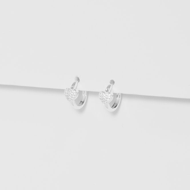Jon Richard Simply Silver Sterling Silver 925 Pave Heart Huggie Hoop Earrings