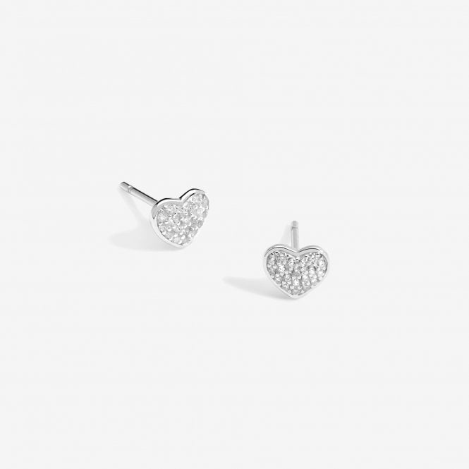 Jon Richard Simply Silver Sterling Silver 925 Pave Heart Stud Earrings