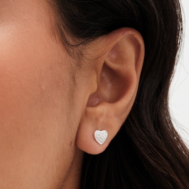 Jon Richard Simply Silver Sterling Silver 925 Pave Heart Stud Earrings