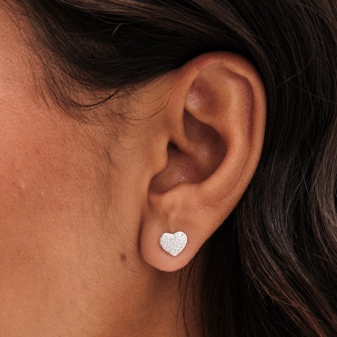 jon richard Simply Silver Sterling Silver 925 Pave Heart Stud Earrings