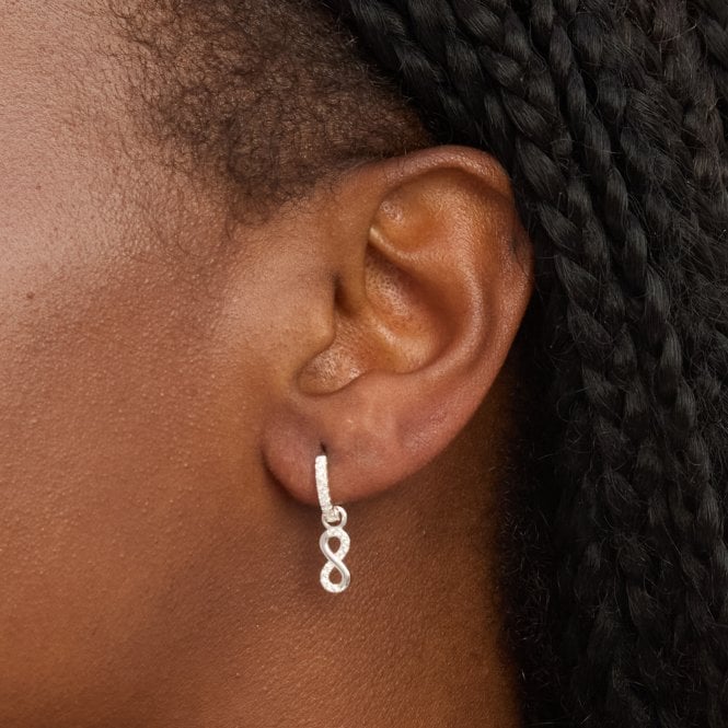 Jon Richard Simply Silver Sterling Silver 925 Pave Infinity Charm Hoop Earrings