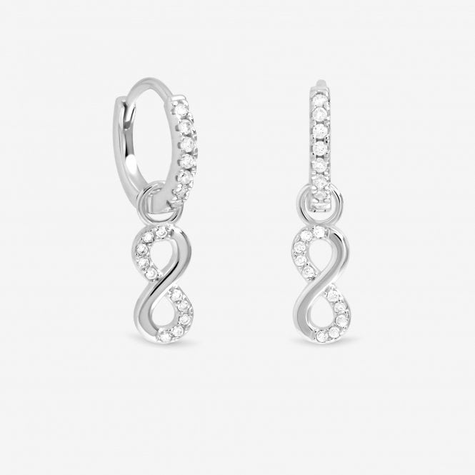 jon richard Simply Silver Sterling Silver 925 Pave Infinity Charm Hoop Earrings