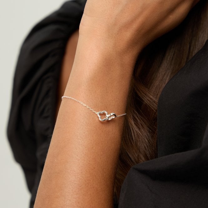 Jon Richard Simply Silver Sterling Silver 925 Pave Interlink Clover Bracelet