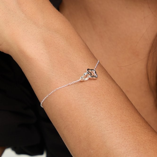 Jon Richard Simply Silver Sterling Silver 925 Pave Interlink Clover Bracelet