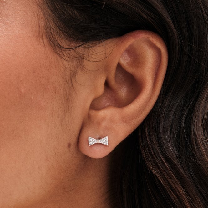 Jon Richard Simply Silver Sterling Silver 925 Pearl And Cubic Zirconia Bow Stud Earring - Pack Of 3