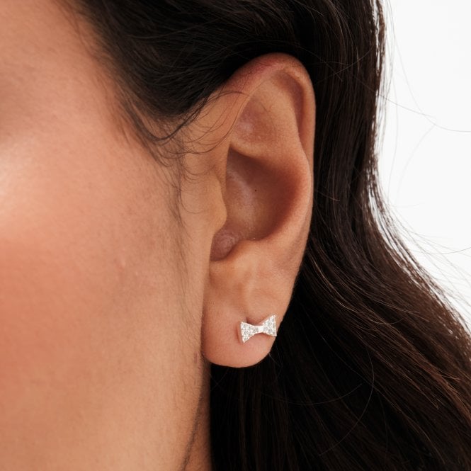 Jon Richard Simply Silver Sterling Silver 925 Pearl And Cubic Zirconia Bow Stud Earring - Pack Of 3