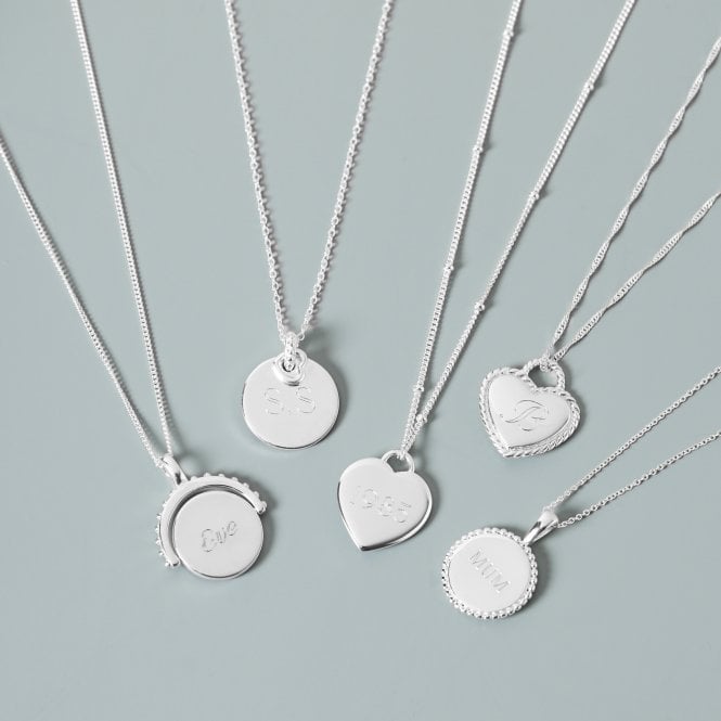 Jon Richard Simply Silver Sterling Silver 925 Personalised Beaded Heart Pendant