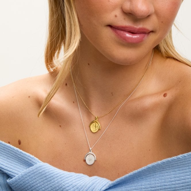 Jon Richard Simply Silver Sterling Silver 925 Personalised Beaded Edge Spinner Pendant