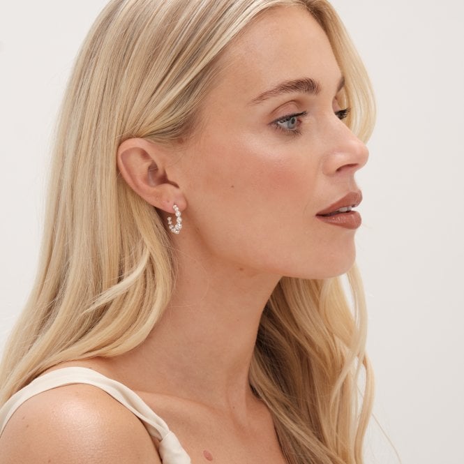 Jon Richard Simply Silver Sterling Silver 925 Polished And Beaded Hoop Earrings