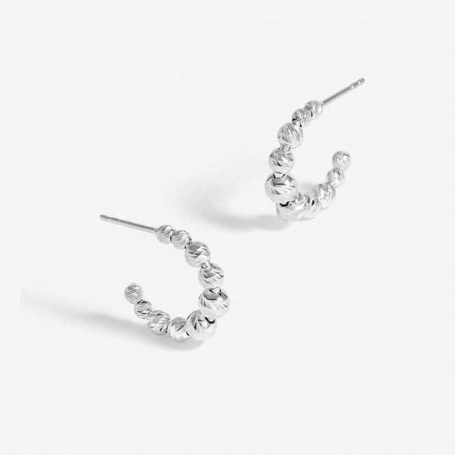 jon richard Simply Silver Sterling Silver 925 Polished And Beaded Hoop Earrings