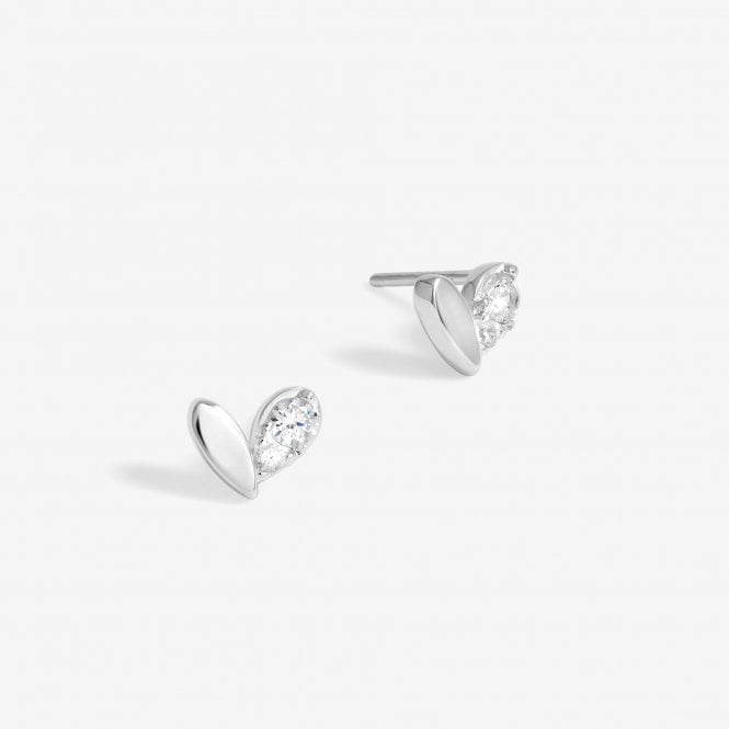 jon richard Simply Silver Sterling Silver 925 Polished and Crystal Heart Stud Earrings
