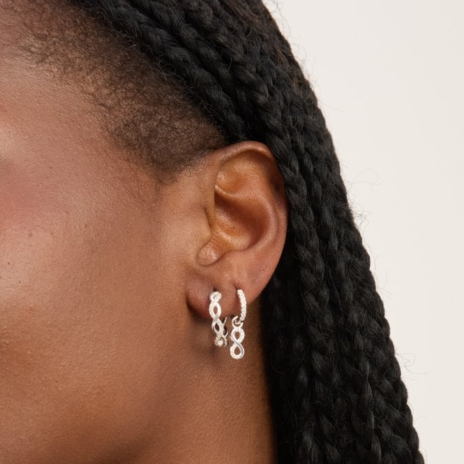 Jon Richard Simply Silver Sterling Silver 925 Polished And Cubic Zirconia Infinity Hoop Earrings