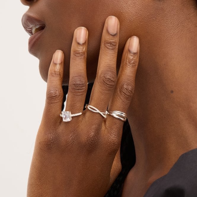 Jon Richard Simply Silver Sterling Silver 925 Polished And Cubic Zirconia Infinity Ring