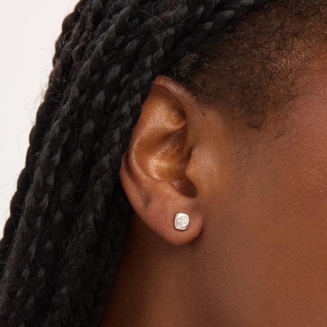 Jon Richard Simply Silver Sterling Silver 925 Polished And Cubic Zirconia Stud Earrings