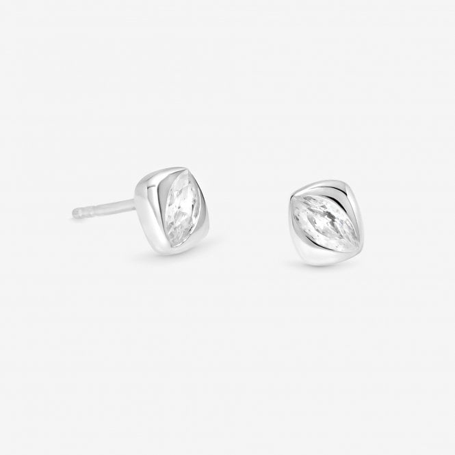 jon richard Simply Silver Sterling Silver 925 Polished and Cubic Zirconia Stud Earrings