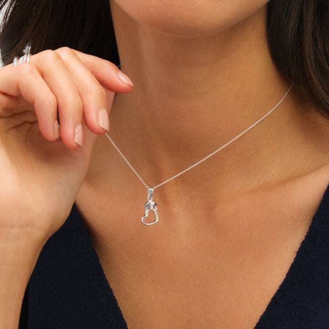 Jon Richard Simply Silver Sterling Silver 925 Polished And Cubic Zirconia Open Heart Graduation Pendant