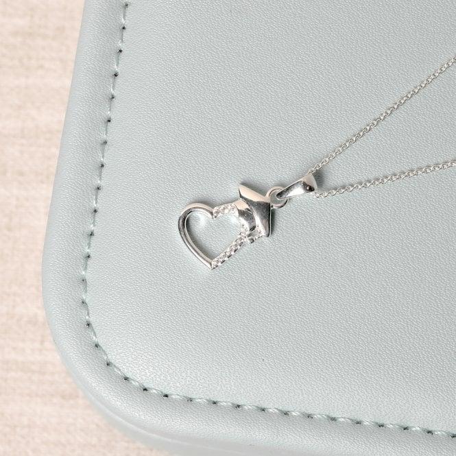 Jon Richard Simply Silver Sterling Silver 925 Polished And Cubic Zirconia Open Heart Graduation Pendant