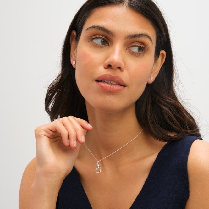 Jon Richard Simply Silver Sterling Silver 925 Polished And Cubic Zirconia Open Heart Graduation Pendant