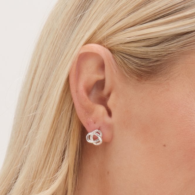Jon Richard Simply Silver Sterling Silver 925 Polished And Cubic Zirconia Woven Knot Stud Earrings