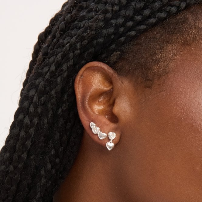 Jon Richard Simply Silver Sterling Silver 925 Polished And Cubic Zirconia Heart Climber Earrings