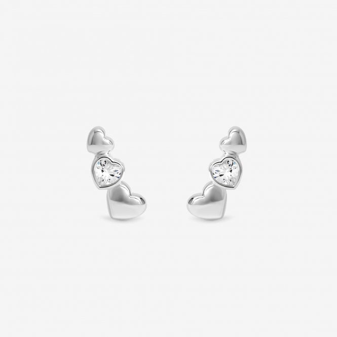 jon richard Simply Silver Sterling Silver 925 Polished and Cubic Zirconia Heart Climber Earrings jon richard Simply Silver Sterling Silver 925 Polished and Cubic Zirconia Heart Climber Earrings