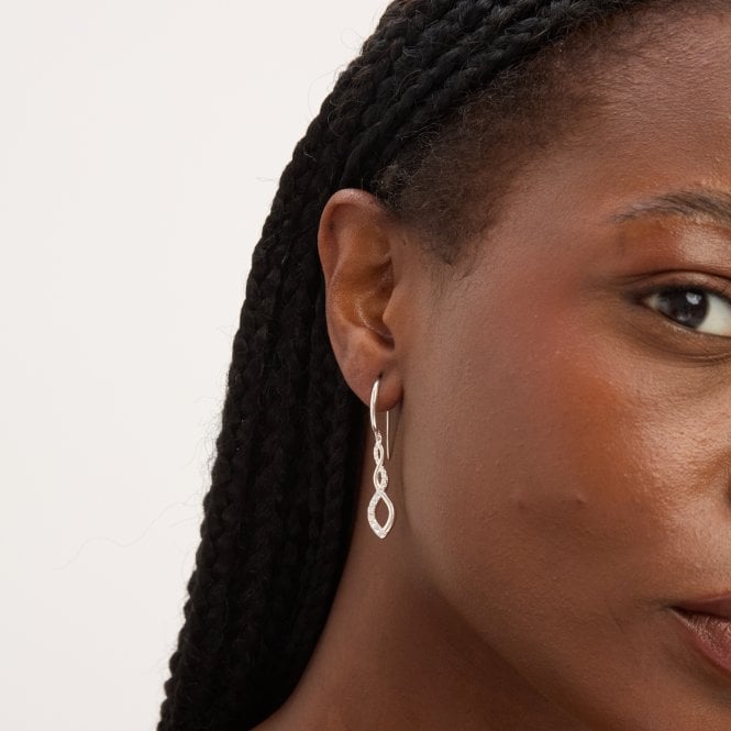 Jon Richard Simply Silver Sterling Silver 925 Polished And Cubic Zirconia Infinity Fishhook Drop Earrings