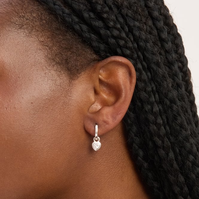 Jon Richard Simply Silver Sterling Silver 925 Polished And Cubic Zirconia Heart Bezel Hoop Earrings