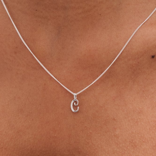 Jon Richard Simply Silver Sterling Silver 925 Polished And Cubic Zirconia Initial Pendant - C