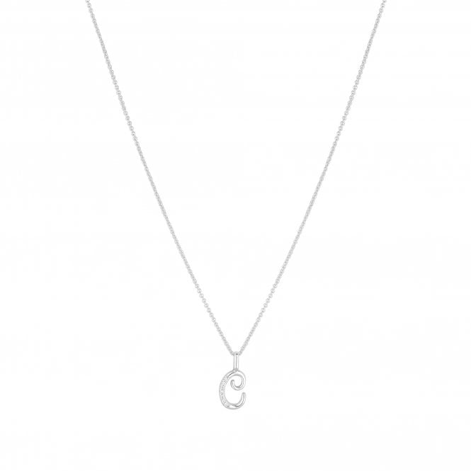 jon richard Simply Silver Sterling Silver 925 Polished and Cubic Zirconia Initial Pendant - C