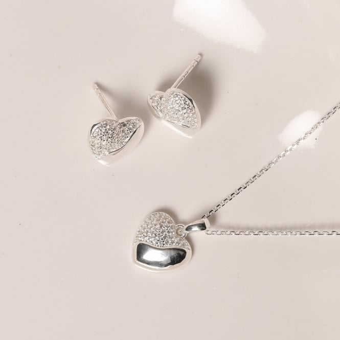 Jon Richard Simply Silver Sterling Silver 925 Polished And Micro Pave Pendant - Gift Pouch