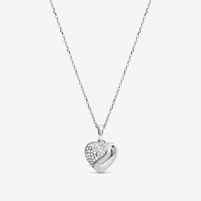 jon richard Simply Silver Sterling Silver 925 Polished and Micro Pave Pendant - Gift Pouch