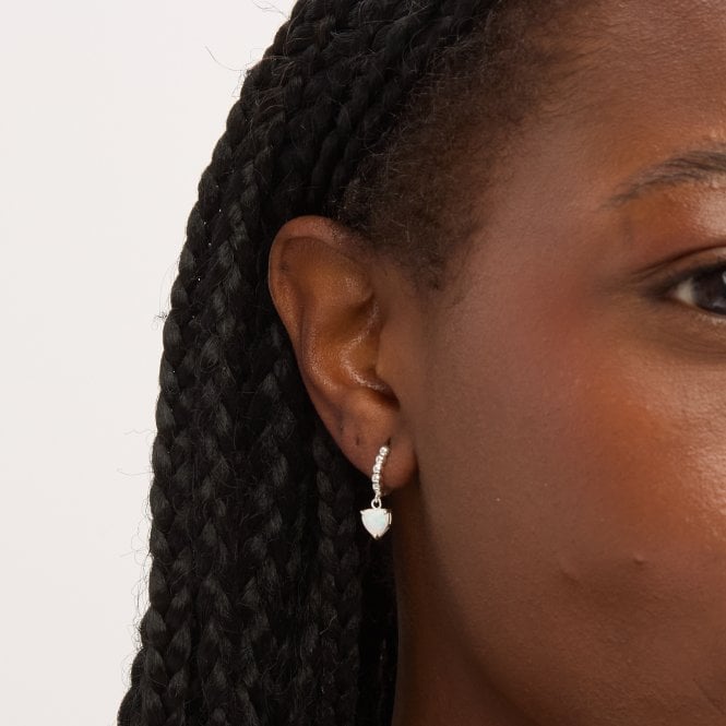 Jon Richard Simply Silver Sterling Silver 925 Polished And Opal Heart Hoop Earrings