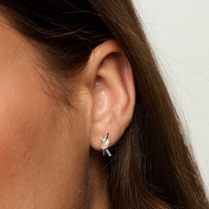 Jon Richard Simply Silver Sterling Silver 925 Polished And Pave Love Knot Stud Earrings