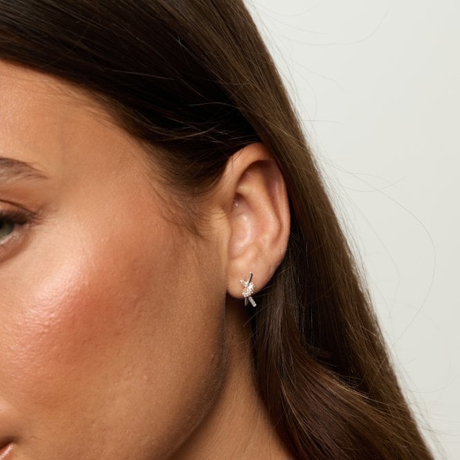 Jon Richard Simply Silver Sterling Silver 925 Polished And Pave Love Knot Stud Earrings