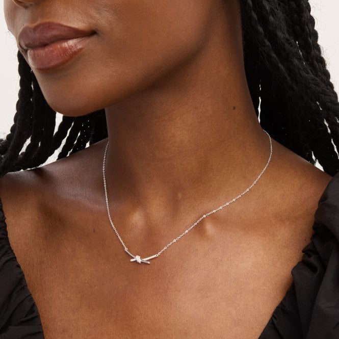 Jon Richard Simply Silver Sterling Silver 925 Polished And Pave Love Knot Necklace